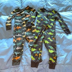 2 pack footless one piece zipped pajamas